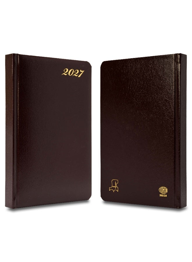 FIS 2027 Golden Diary, A5 Size (148x210mm), Bonded Leather Material, 1 Side Padded Cover, Round Corners, Gilded Edges, 70gsm Ivory Paper, English, Burgundy Cover – FSDI26EGB27BU - Image 3
