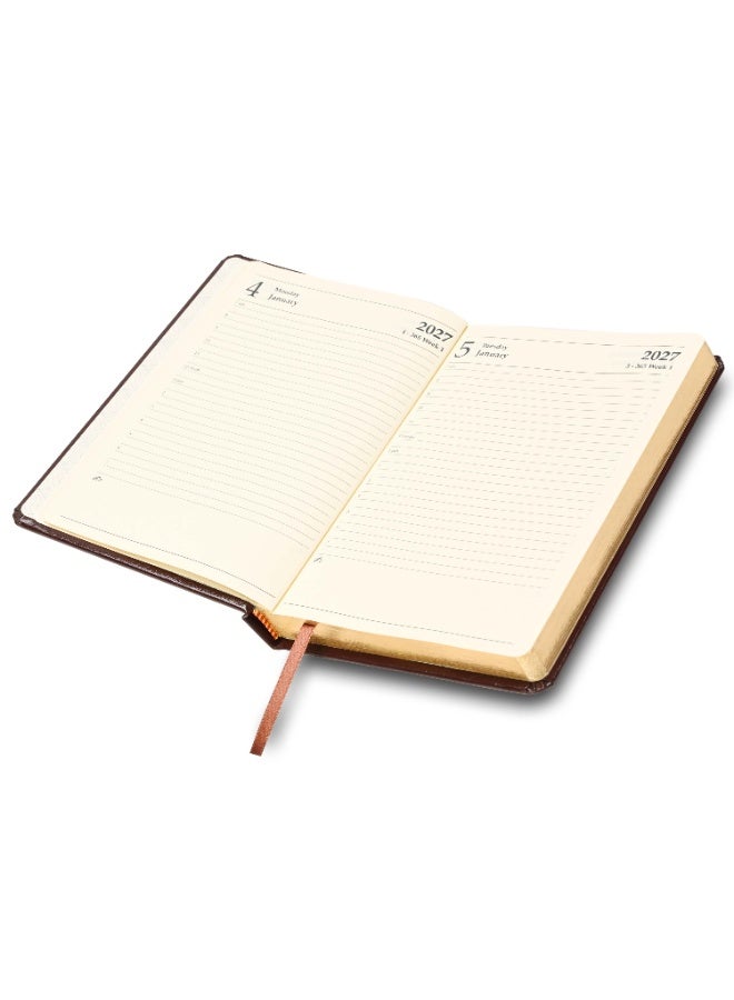 FIS 2027 Golden Diary, A5 Size (148x210mm), Bonded Leather Material, 1 Side Padded Cover, Round Corners, Gilded Edges, 70gsm Ivory Paper, English, Burgundy Cover – FSDI26EGB27BU - Image 2