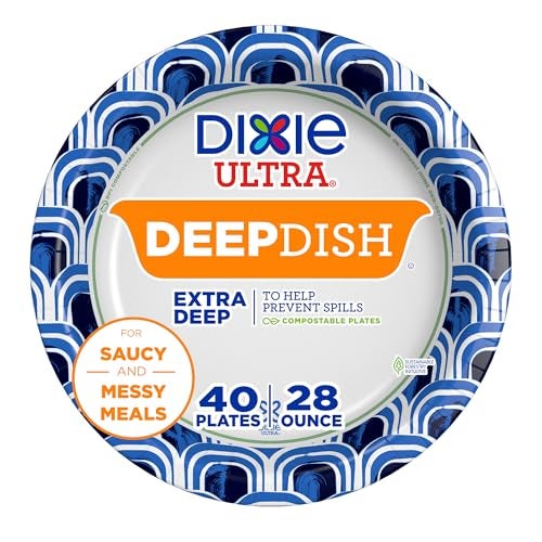 Dixie Ultra, Deep Dish Paper Plates, 28 Oz, 40 Count, Heavy Duty, Microwave-Safe, Soak-Proof, Cut Resistant, Disposable Plates For Heavy, Messy Meals - Image 1