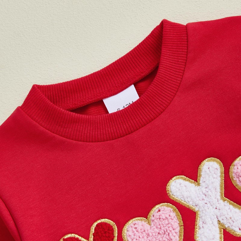 LAGKIYOJ Toddler Baby Girl Valentines Day Outfit Heart Long Sleeve Sweatshirt and Tulle Skirt baby girl valentines dress (Red Valentines Heart, 3-4T) - Image 4