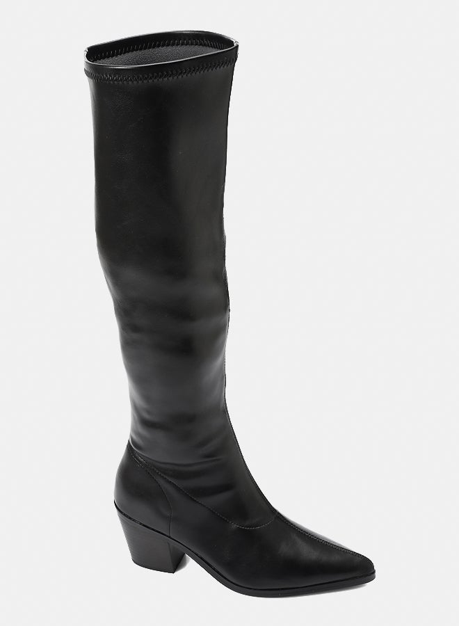 ديجافو حذاء ديجافو BRD-DVTX-002 حذاء جلد أسود عالي الرقبة للنساء - Image 1