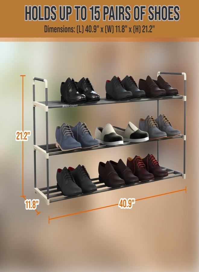 Home-Complete 3-Tier Shoe Rack Organizer Storage Bench - Holds 18 Pairs - Organize Your Closet Cabinet or Entryway - Easy to Assemble - No Tools Required - Image 3