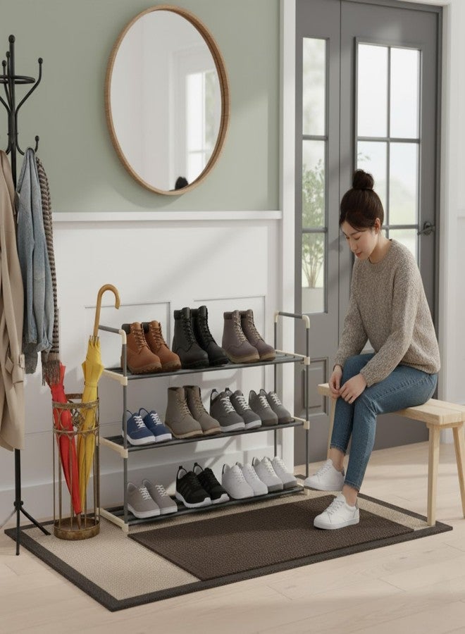 Home-Complete 3-Tier Shoe Rack Organizer Storage Bench - Holds 18 Pairs - Organize Your Closet Cabinet or Entryway - Easy to Assemble - No Tools Required - Image 2