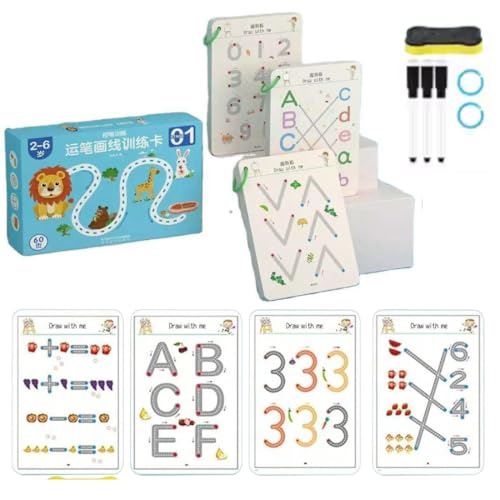 TAZLYN 64 pages magic book for kids 2-5years Magic Practice Workbook for Kids Tracing & Drawing Reusable Pen Control Book for Lines, Shapes, Patterns & Numbers Ideal for Early Learning (PACK OF 1) - Image 1