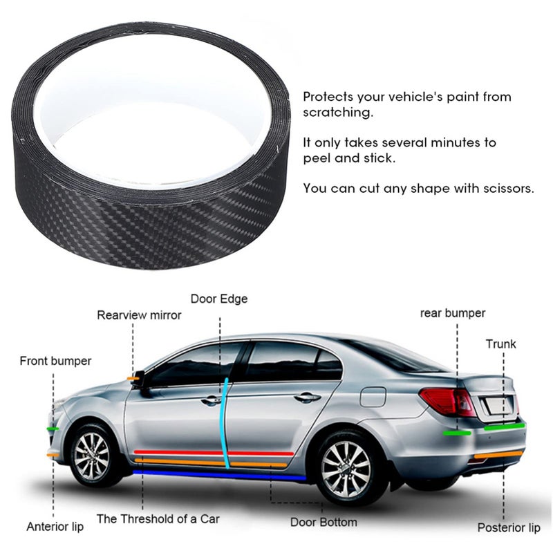 Black Carbon Fiber Car Door Edge Guard Film 3cm X 3M Anti Scratch Protective Roll Sticker - Image 3