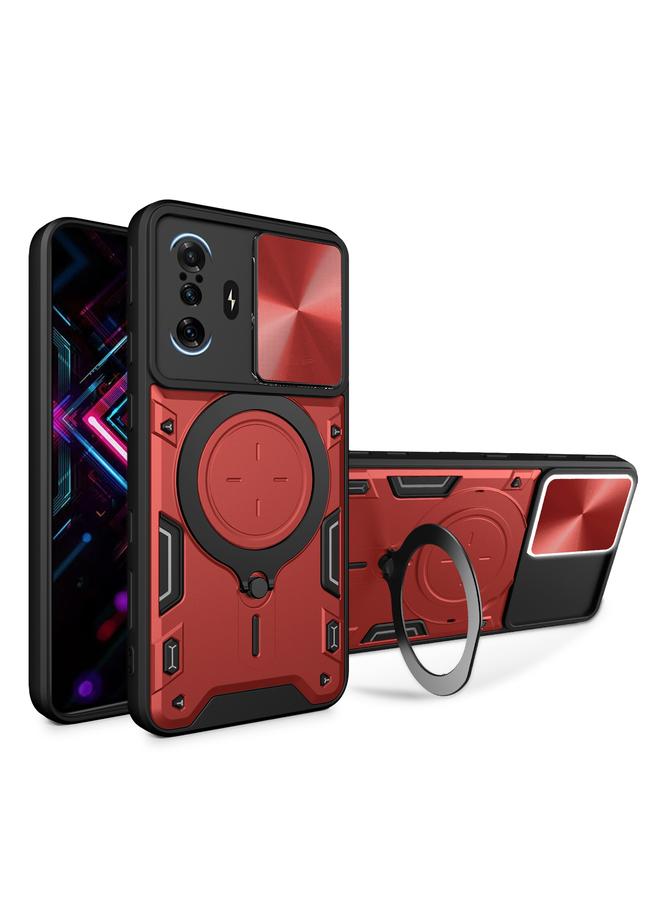 The Bros Case For Xiaomi Redmi K40 Gaming CD Texture Sliding Camshield Magnetic Holder Phone Case