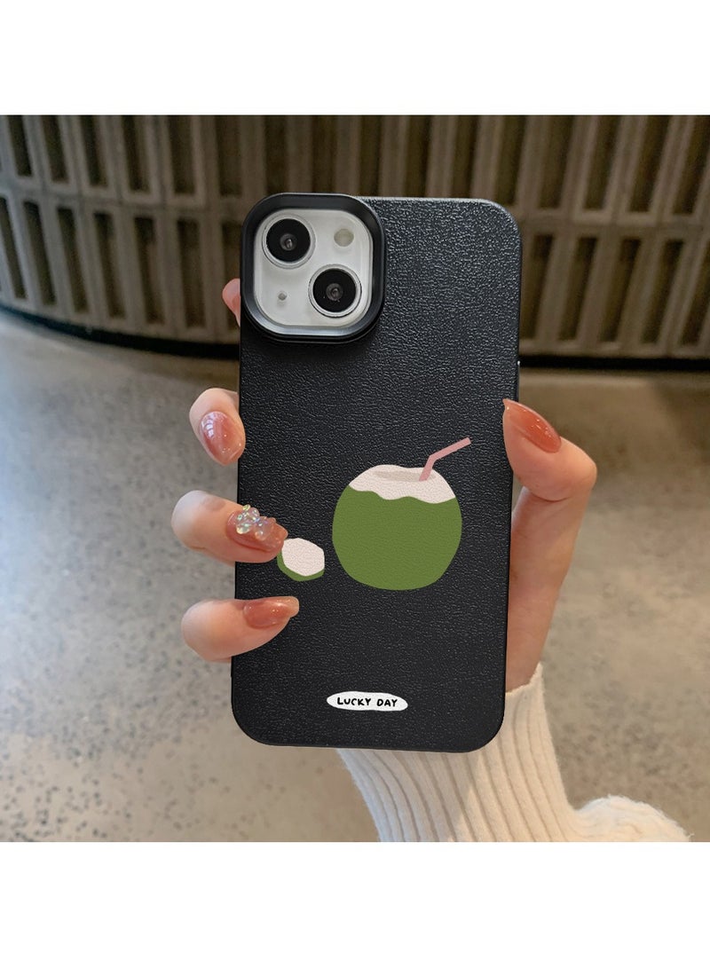 NIBEMINENT Green Coconut Protective TPU Case Cover For iPhone 14 Plus, Black