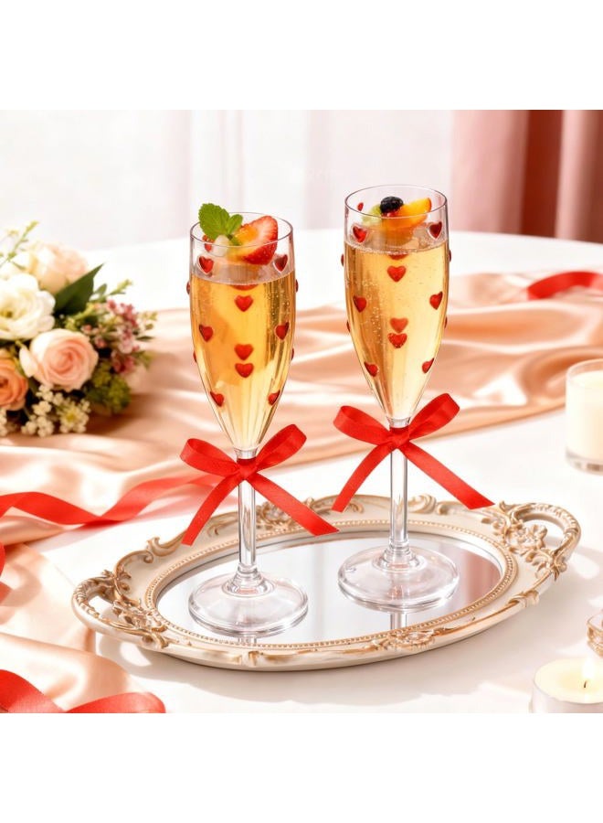 FoldTier 6 Pack Valentines Day Heart Shaped Champagne Flutes 6.5 oz Clear Red Hearts Plastic Champagne Flute Martini Glasses Cocktail Toasting Glasses Cups for Weddings Galentines Day Anniversary - Image 4
