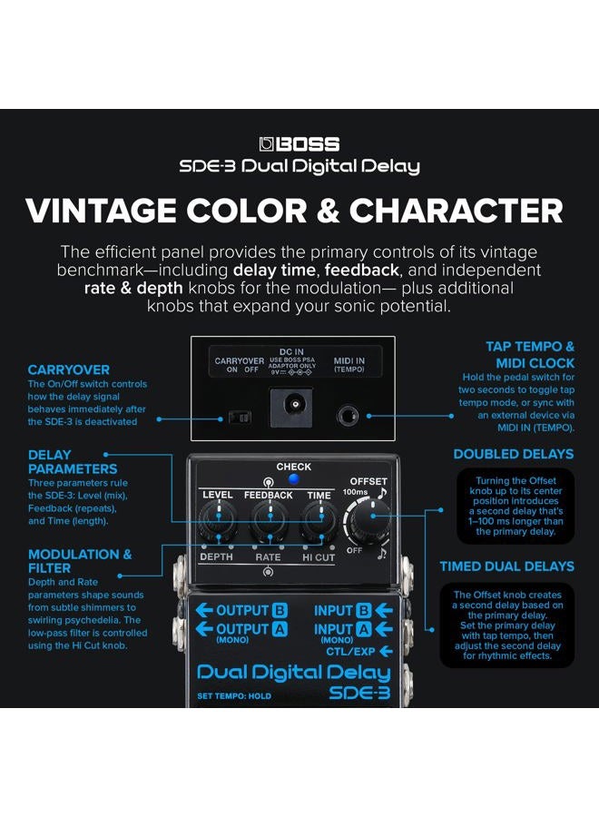 Boss SDE-3 Dual Digital Delay Pedal - Image 5