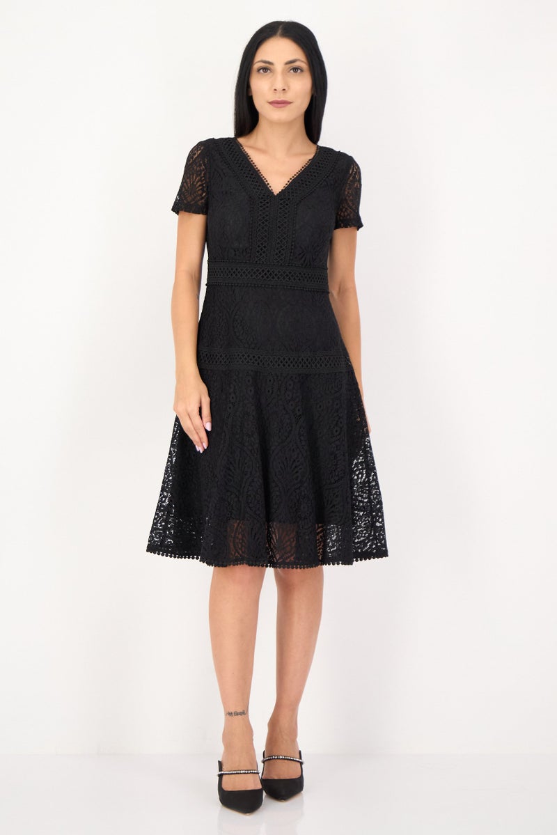 SELECTED Women Embroidered Midi Dress, Black - Image 4