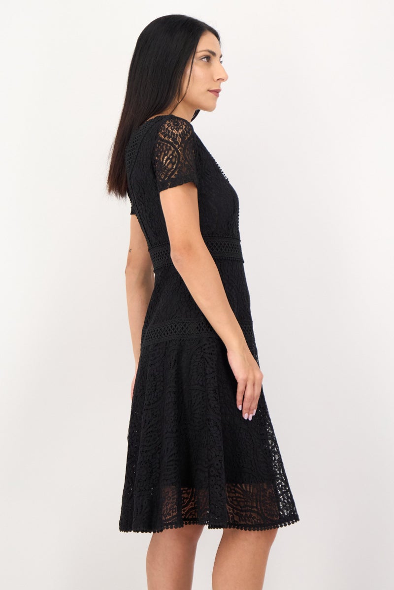 SELECTED Women Embroidered Midi Dress, Black - Image 2