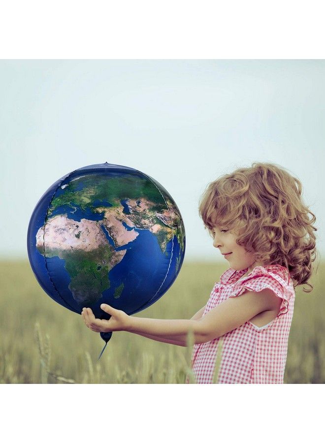 Gejoy 10 Pieces 22 Inch Earth Globe Balloons Sphere World Map Foil Balloons Planet 4D Round Globe Balloons And 2 Rolls Ribbons For Birthday Space Theme Party Earth Day Decorations Teaching Supplies - Image 5