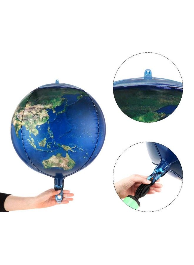 Gejoy 10 Pieces 22 Inch Earth Globe Balloons Sphere World Map Foil Balloons Planet 4D Round Globe Balloons And 2 Rolls Ribbons For Birthday Space Theme Party Earth Day Decorations Teaching Supplies - Image 4