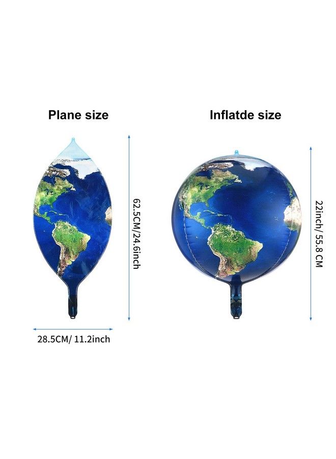 Gejoy 10 Pieces 22 Inch Earth Globe Balloons Sphere World Map Foil Balloons Planet 4D Round Globe Balloons And 2 Rolls Ribbons For Birthday Space Theme Party Earth Day Decorations Teaching Supplies - Image 3