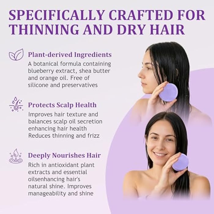 Nmoiat Blueberry Shampoo & Conditioner Bundle Bars for Nourishes Hair, Smooths Frizz & Balances Scalp (1Set) - Image 4