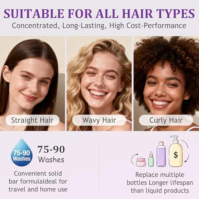 Nmoiat Blueberry Shampoo & Conditioner Bundle Bars for Nourishes Hair, Smooths Frizz & Balances Scalp (1Set) - Image 5