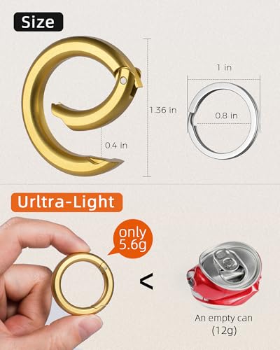 FEGVE Round Carabiner Keychain Clip, Spring Hook Key Chain Clip with 2pcs 1 Inch Key Rings for Men (Gold 3 Pack) - Image 3