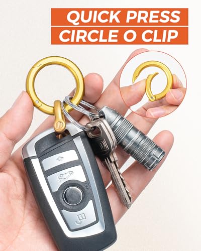 FEGVE Round Carabiner Keychain Clip, Spring Hook Key Chain Clip with 2pcs 1 Inch Key Rings for Men (Gold 3 Pack) - Image 4