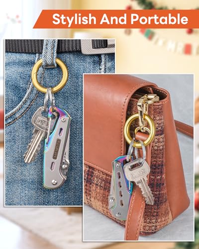 FEGVE Round Carabiner Keychain Clip, Spring Hook Key Chain Clip with 2pcs 1 Inch Key Rings for Men (Gold 3 Pack) - Image 5