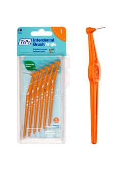 Tepe TEPE Interdental Brush Angle Angled Dental Brush for Teeth Cleaning Pack of 6 045 mm ExtraSmallSmall Gaps Orange Size 1 