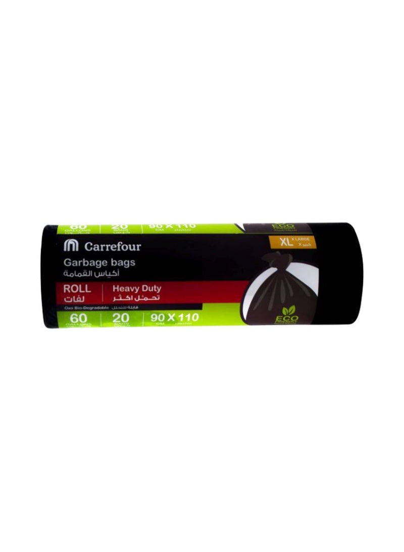 Carrefour Bio 60 Gallon Biodegradable Garbage Bag XL Black 20 Garbage Bags 