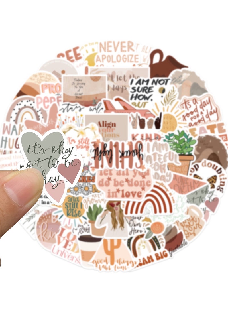 Vintage Inspirational Stickers 50Pcs Boho Motivational Aesthetic Stickers for Women Adults Kids Teen Teachers Retro Vinyl Waterproof Positive Decals for Laptop Water Bottles Phone Scrapbook Journal - Image 3