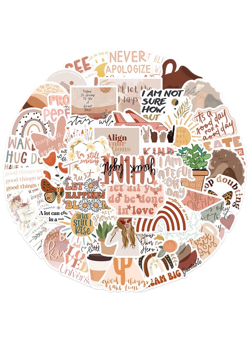 Vintage Inspirational Stickers 50Pcs Boho Motivational Aesthetic Stickers for Women Adults Kids Teen Teachers Retro Vinyl Waterproof Positive Decals for Laptop Water Bottles Phone Scrapbook Journal - Image 1