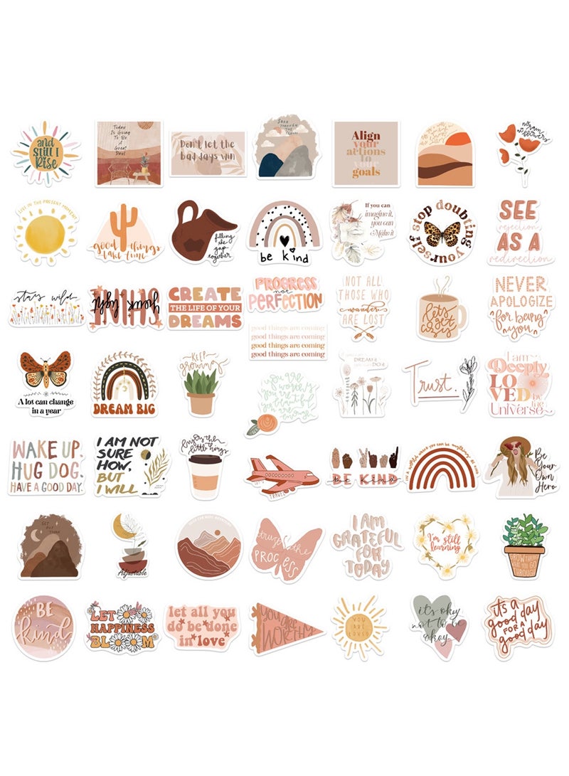 Vintage Inspirational Stickers 50Pcs Boho Motivational Aesthetic Stickers for Women Adults Kids Teen Teachers Retro Vinyl Waterproof Positive Decals for Laptop Water Bottles Phone Scrapbook Journal - Image 2
