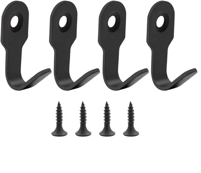 خطافات حائط من الفولاذ المقاوم للصدأ الأسود 4 قطع مع مسامير ولاصق للتركيب السهل - Image 2