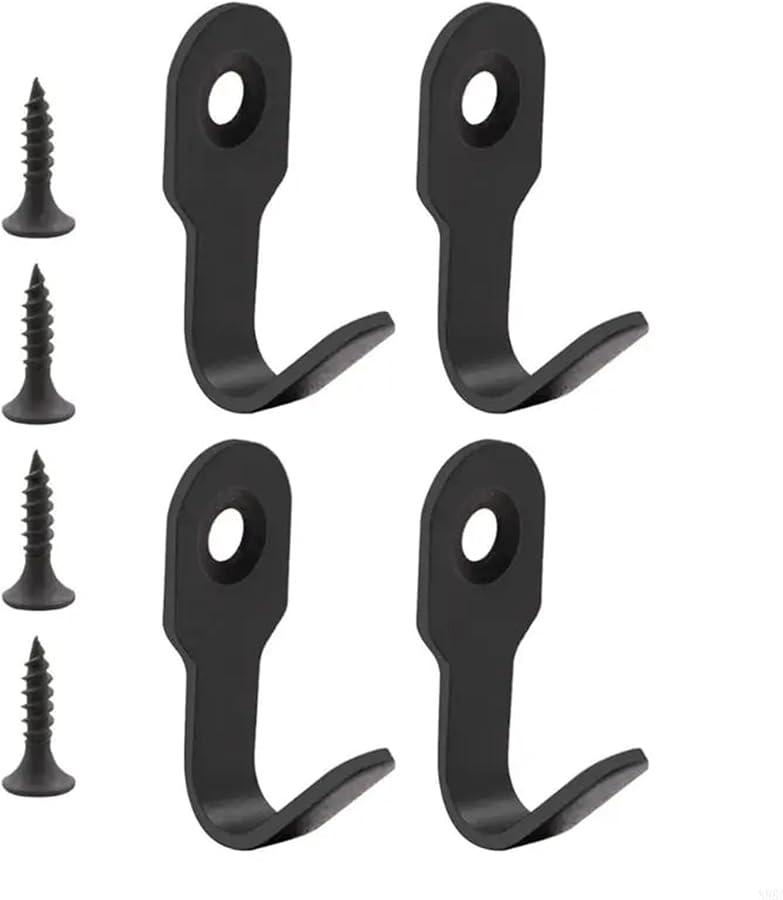 خطافات حائط من الفولاذ المقاوم للصدأ الأسود 4 قطع مع مسامير ولاصق للتركيب السهل - Image 5