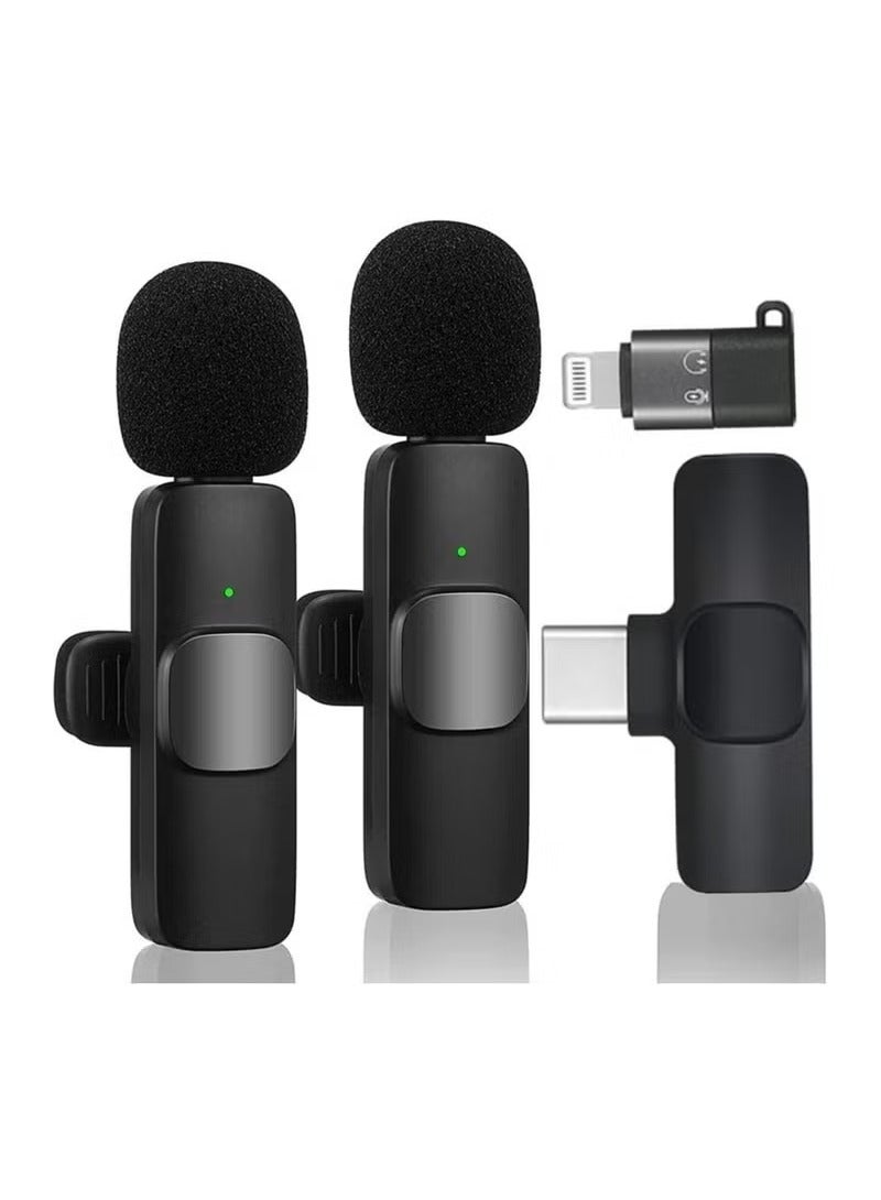 Wireless Lavalier Microphone for Type-C Phone- Plug-Play 2 Wireless Microphones for USB-C Android Phones Video Recording- Interview- Vlog- Auto Sync and Noise Reduction- 2.4 GHZ with mut  - Image 1