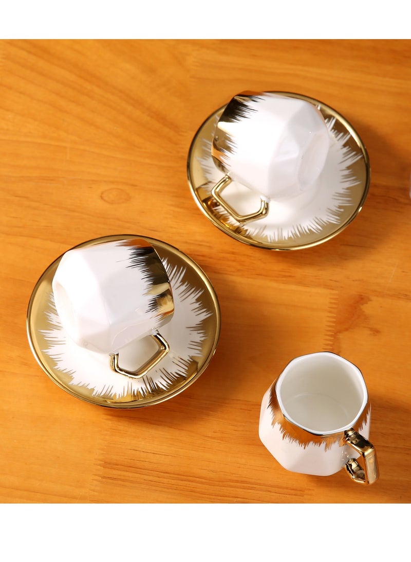 الواحة-TH 6 مجموعات من فناجين القهوة التركية الفاخرة المصنوعة من البورسلين بتصميم أنيق، طقم فناجين إسبريسو عصري، فناجين شاي عربية بوتيك، فنجان قهوة عربية - Image 5