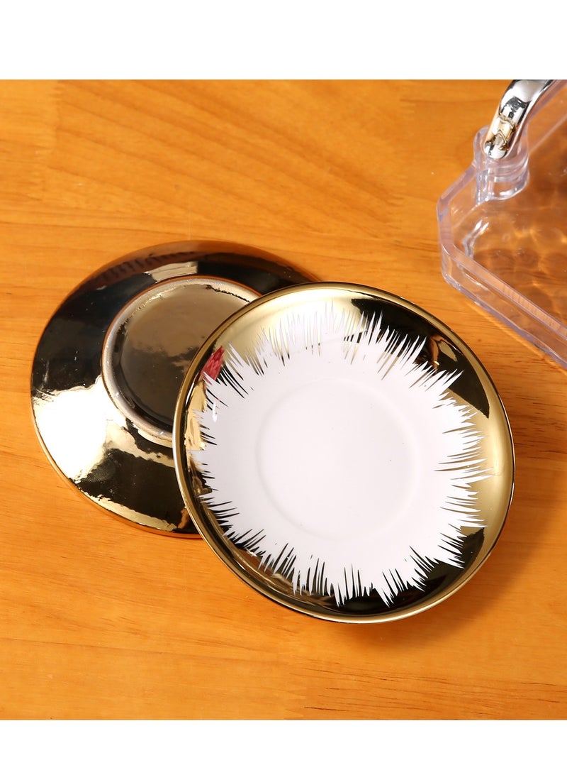 الواحة-TH 6 مجموعات من فناجين القهوة التركية الفاخرة المصنوعة من البورسلين بتصميم أنيق، طقم فناجين إسبريسو عصري، فناجين شاي عربية بوتيك، فنجان قهوة عربية - Image 3