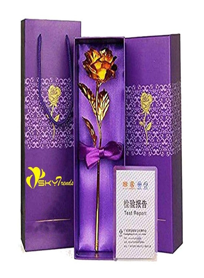 Sky Trends Gold Rose with Keychain and Greeting Card Gift for Girlfriend, Boyfriend, Husband, Wife, Friend, Couples on Valentines Day, Birthday, Anniversary-009 - Image 1