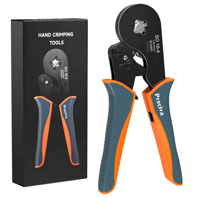 Preciva Wire Ferrule Crimping Tool, Preciva Square Jaw Wire Crimping Pliers AWG 28-5 Self-Adjustable Ratchat Ferrule Terminals Crimper for Wire Terminals Cables End-sleeves - Image 1