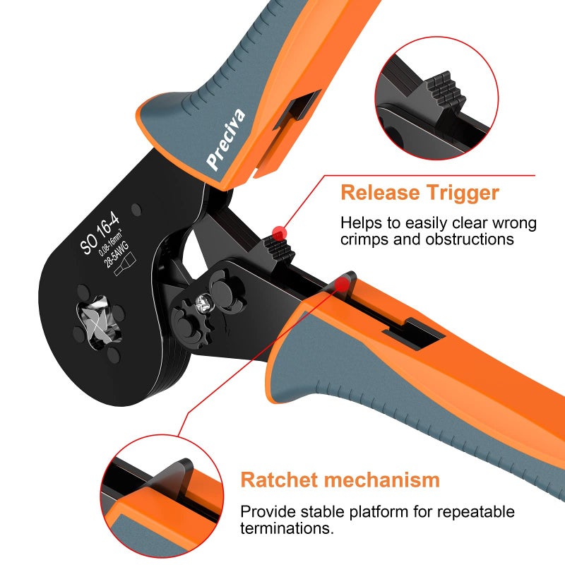 Preciva Wire Ferrule Crimping Tool, Preciva Square Jaw Wire Crimping Pliers AWG 28-5 Self-Adjustable Ratchat Ferrule Terminals Crimper for Wire Terminals Cables End-sleeves - Image 5
