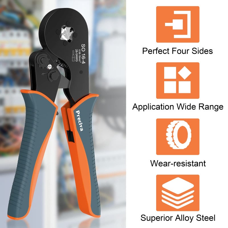 Preciva Wire Ferrule Crimping Tool, Preciva Square Jaw Wire Crimping Pliers AWG 28-5 Self-Adjustable Ratchat Ferrule Terminals Crimper for Wire Terminals Cables End-sleeves - Image 3