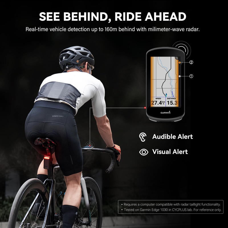 CYCPLUS Bike Radar Tail Light with Precise Brake Sensing, Visual Alerts for Vehicles Up to 175 Yard, 2000mAh Rechargeable Battery, Auto ON/Off, IPX6 Waterproof Bicycle Rearview Light for Night Riding - Image 3