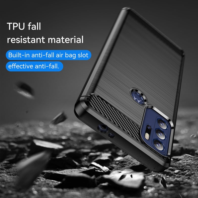 HuHa Protective Cover For Motorola Moto G60S Brushed Texture Carbon Fiber TPU Case(Black) - Image 4