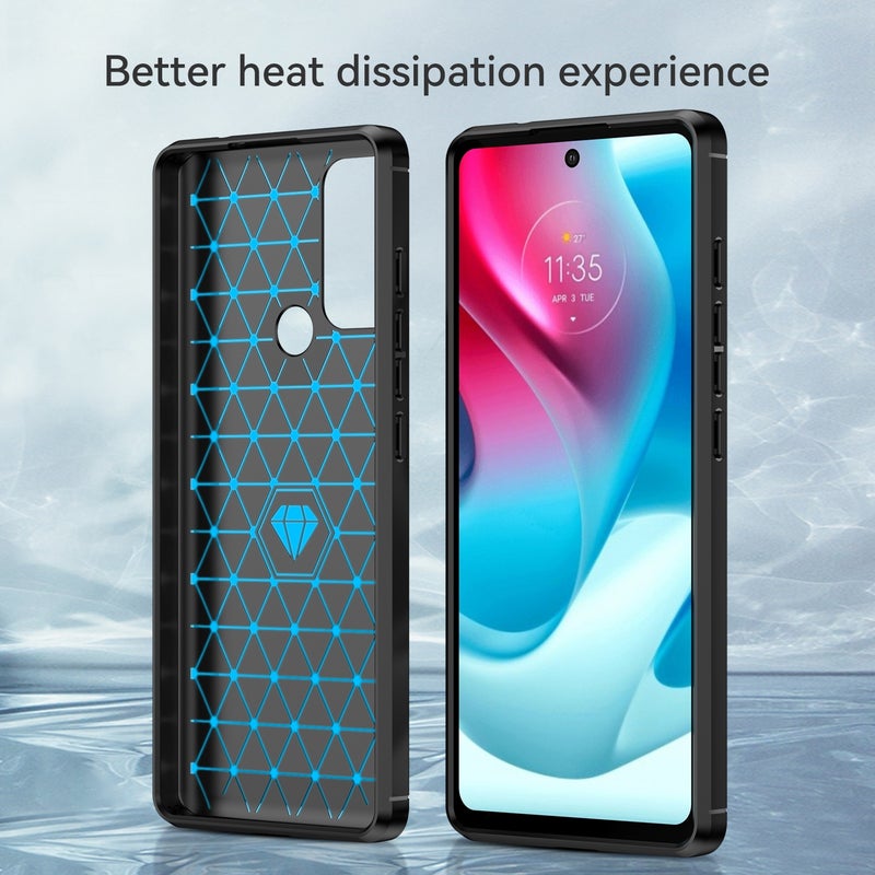 HuHa Protective Cover For Motorola Moto G60S Brushed Texture Carbon Fiber TPU Case(Black) - Image 3
