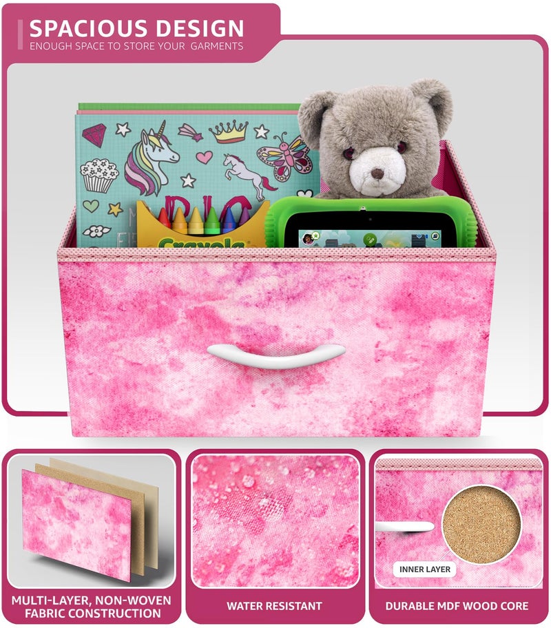 Sorbus Nightstand Storage Organizer Chest with 3 Drawers - Kids Girls, Boys Bedroom Furniture Chest for Clothes, Closet Organization - Steel Frame, Wood Top, Tie-dye Fabric Bin (3-Drawer, Pink) - Image 5