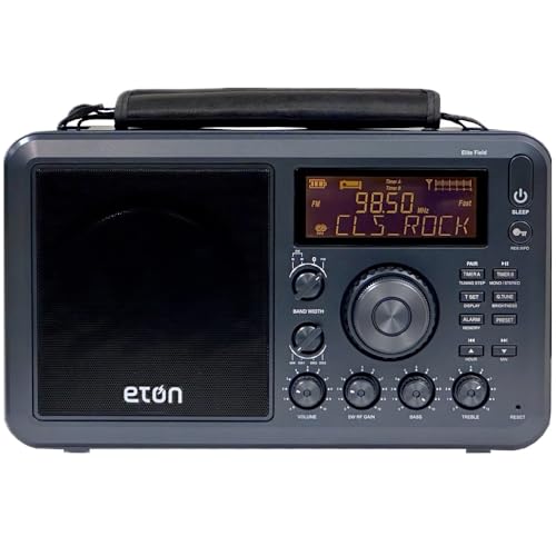 Eton Elite Field Radio with AMFM Shortwave RDS Bluetooth Digital Tuning TrebleBass Control 50 Memory Stations External Antenna Rich LCD Display Retro Tabletop Design