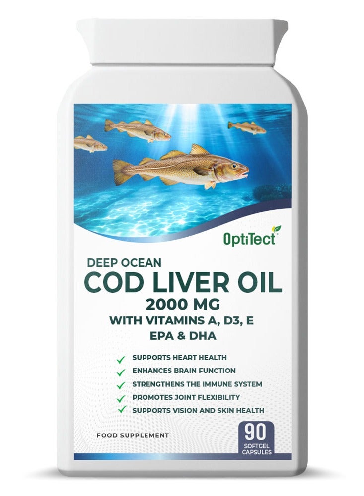 زيت كبد سمك القد من أعماق المحيط - 90 كبسولة هلامية | غني بأوميغا 3، وفيتامينات أ، د3، وهـ | يدعم صحة القلب والدماغ