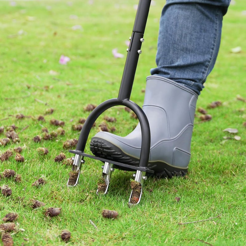 Qsxou Lawn Aerator Coring Tool, Aerator Lawn Tool with 3 Hollow Tines, Manual Core Aerator for Lawn Garden Care and Loosen Compacted Soil, Lawn Aeration, Garden Tool - Image 5