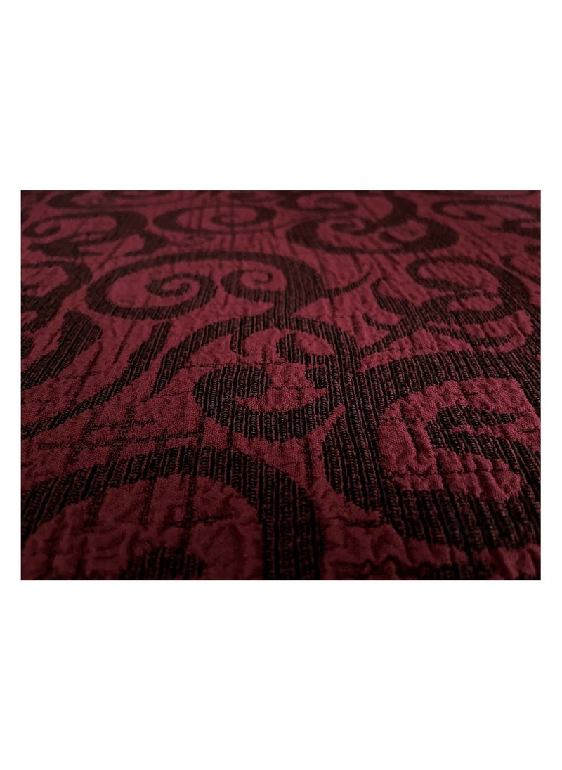 Fabienne Jacquard Fabric Stretchable Three Seater Sofa Cover Maroon  - Image 4