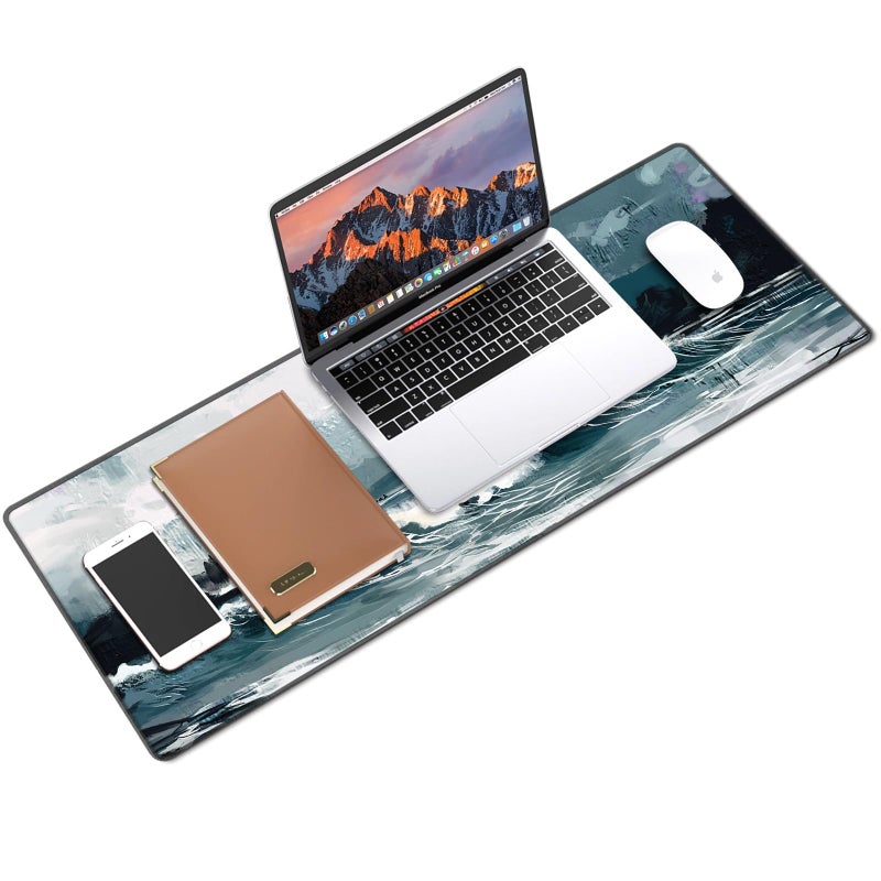 Galdas Gaming Mouse Pad XXL XL Large Long Extended Big Mousepad Non-Slip Rubber Keyboard Mouse Pad with Stitched Edges for Laptop Home Office (31.5x11.8x0.08 Inch) â€¦ (Ink Painting) - Image 3