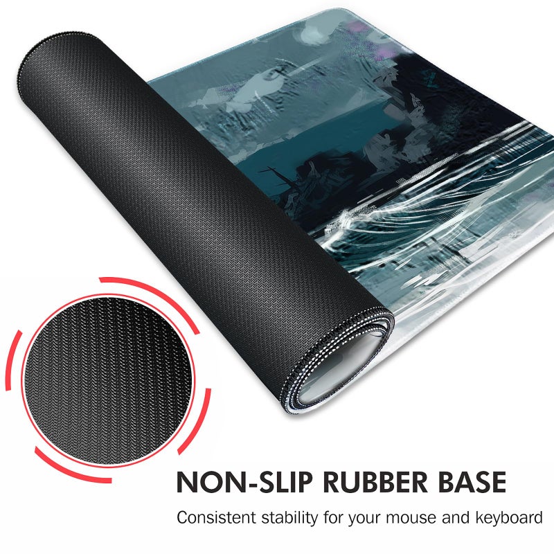 Galdas Gaming Mouse Pad XXL XL Large Long Extended Big Mousepad Non-Slip Rubber Keyboard Mouse Pad with Stitched Edges for Laptop Home Office (31.5x11.8x0.08 Inch) â€¦ (Ink Painting) - Image 5