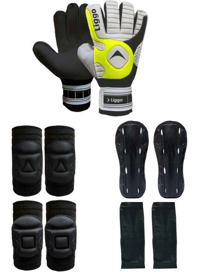 Liggo Adult and Child Goalkeeper Gloves Knee Pad Elbow Pad Shin Guard Leggings Set  - Image 1
