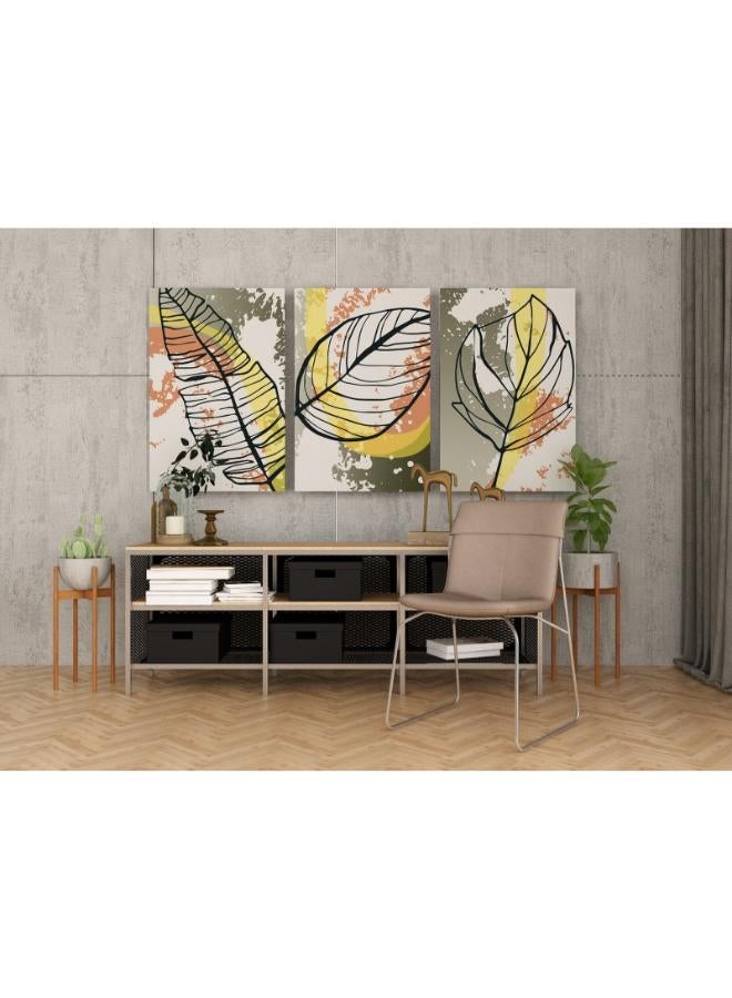 هوم جاليري لوحة فنية جدارية من القماش مطبوعة بأوراق شجر ذهبية سوداء - Image 1