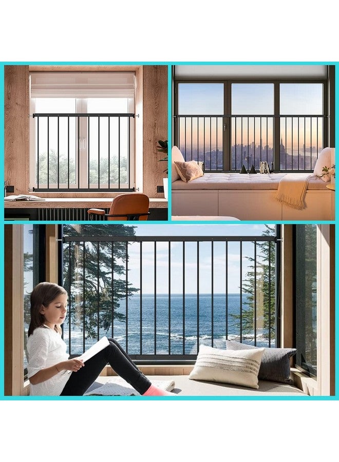 WAOWAO حراس نوافذ واو واو السوداء للسلامة للأطفال والرضع والحيوانات الأليفة، عرض إضافي، حارس نافذة أمان أبيض للمنزل يناسب 22.44"-36.22" (قطعتان، أسود) - Image 4